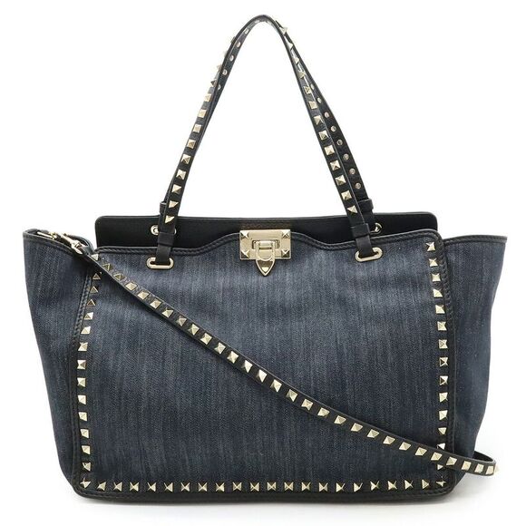 VALENTINO Handbags - Valentino Garavani Rockstud Denim 2way Tote Bag
